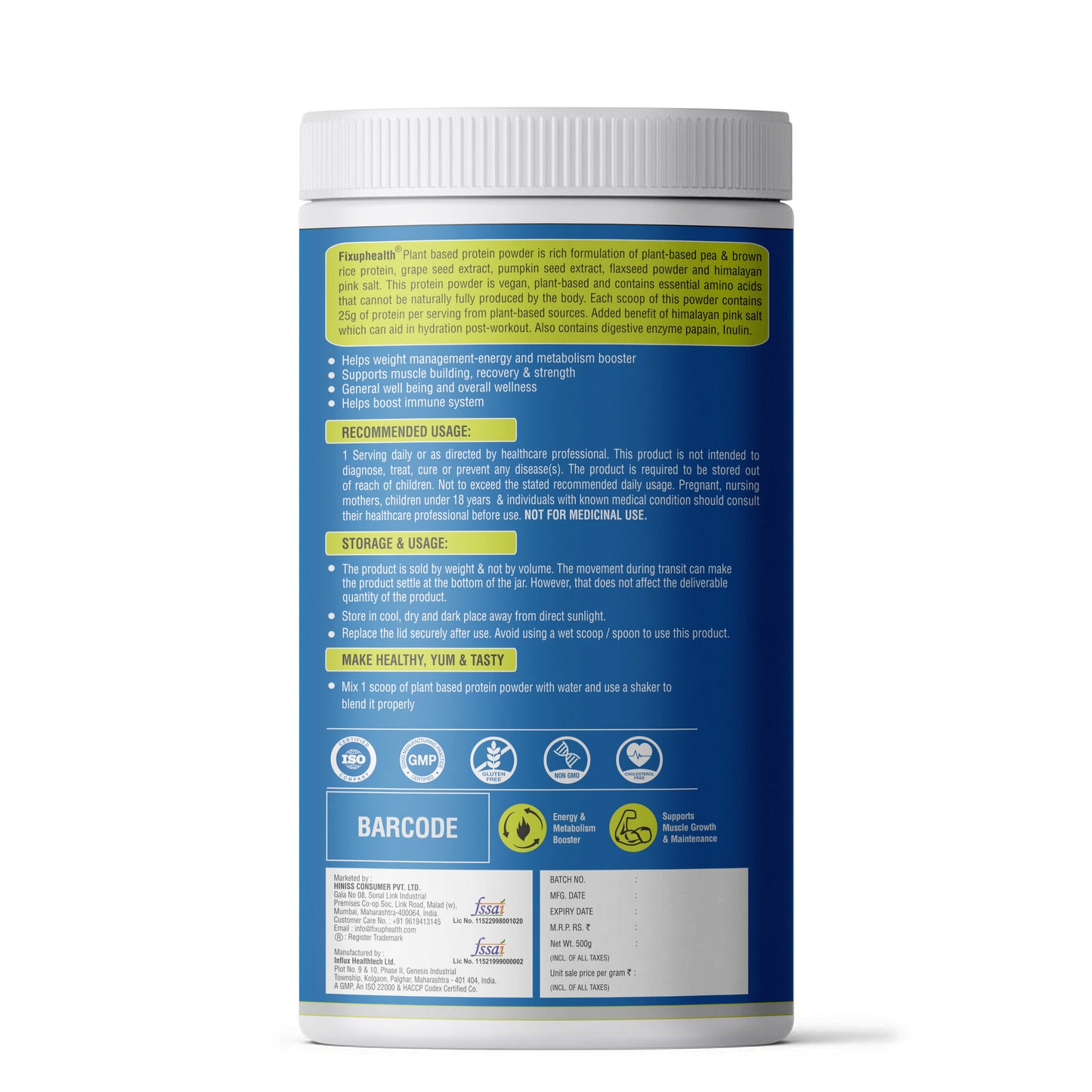 Plant Protein Blend of Pea & Brown Rice protein