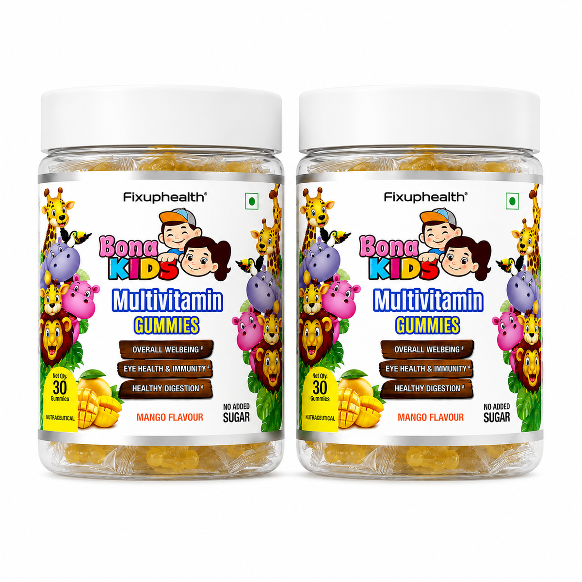 Bona Kids Multivitamin Gummies | Vitamins, Minerals & Prebiotic Fiber| 30 Gummies