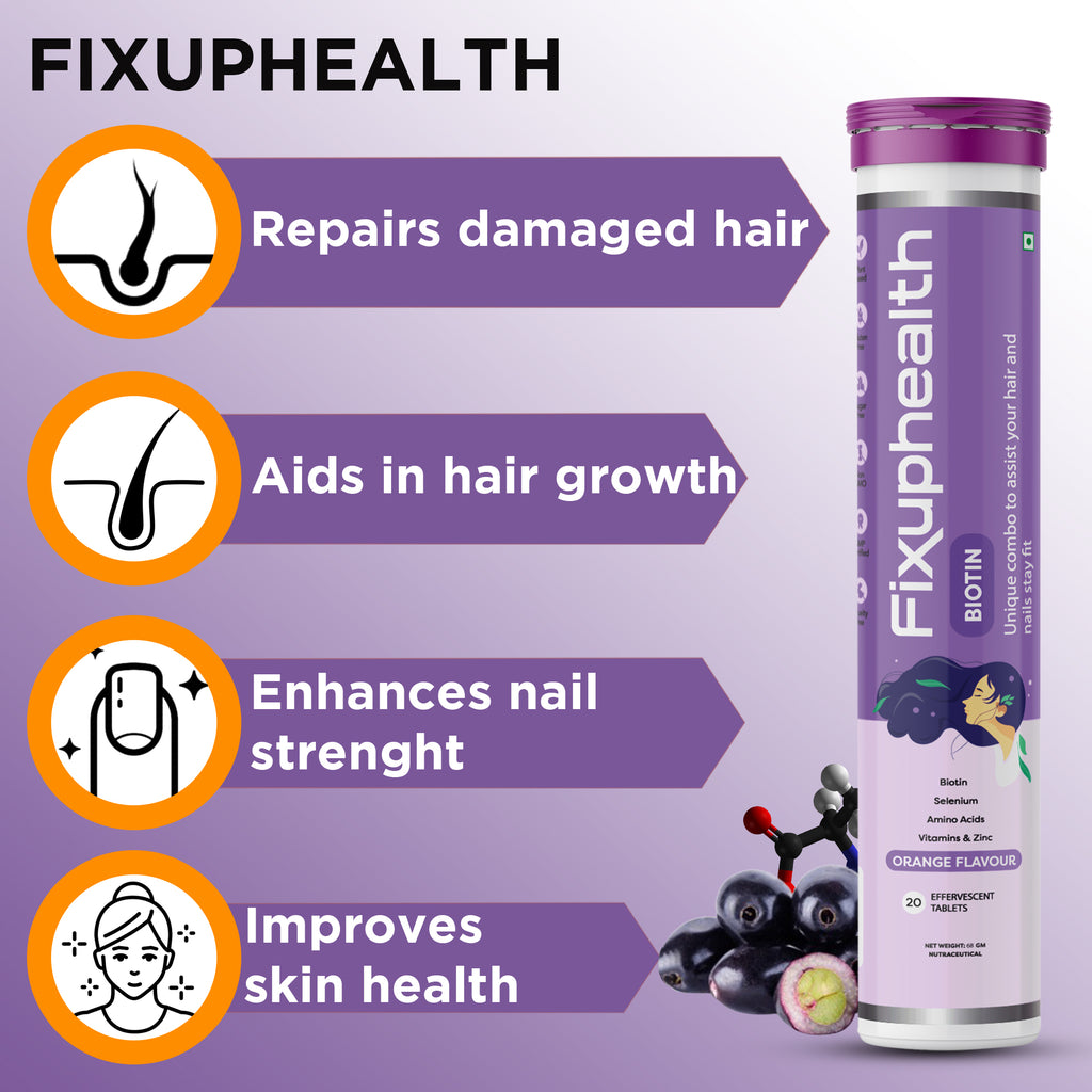 Fixuphealth Biotin Selenium Amino Zinc Effervescent Tablets Hair