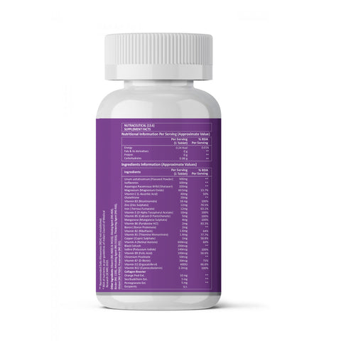 Fixuphealth Skin Hair Nail Supplement Biotin Glutathione Vitamin B12 Plant Extract Collagen Booster Multivitamin for hair Growth Glowing Skin Vegan 60 Tablets Pack Of 1