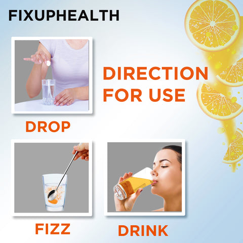 Fixuphealth Electrolytes Tablets Containing Sodium Magnesium, Calcium Chloride and Vitamin C Effervescent Tablets Lemon Flavour Pack of 1 20 tablets each pack Useful for Great source of minerals