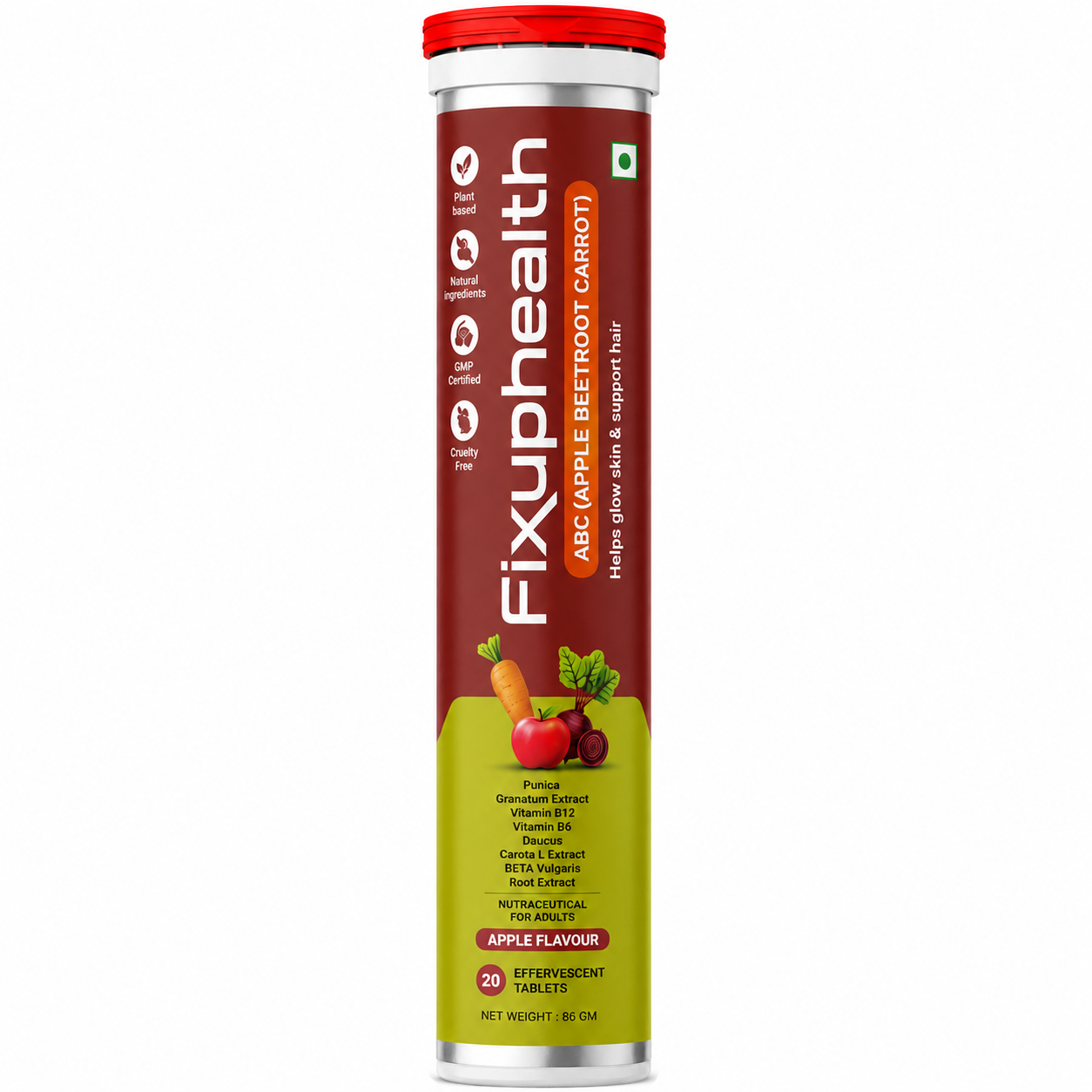 ABC (Apple Beetroot Carrot) | With Apple Cider Vinegar, Beetroot, Carrot, Pomegranate, Vitamin B6 & Vitamin B12 | 20 Tablets