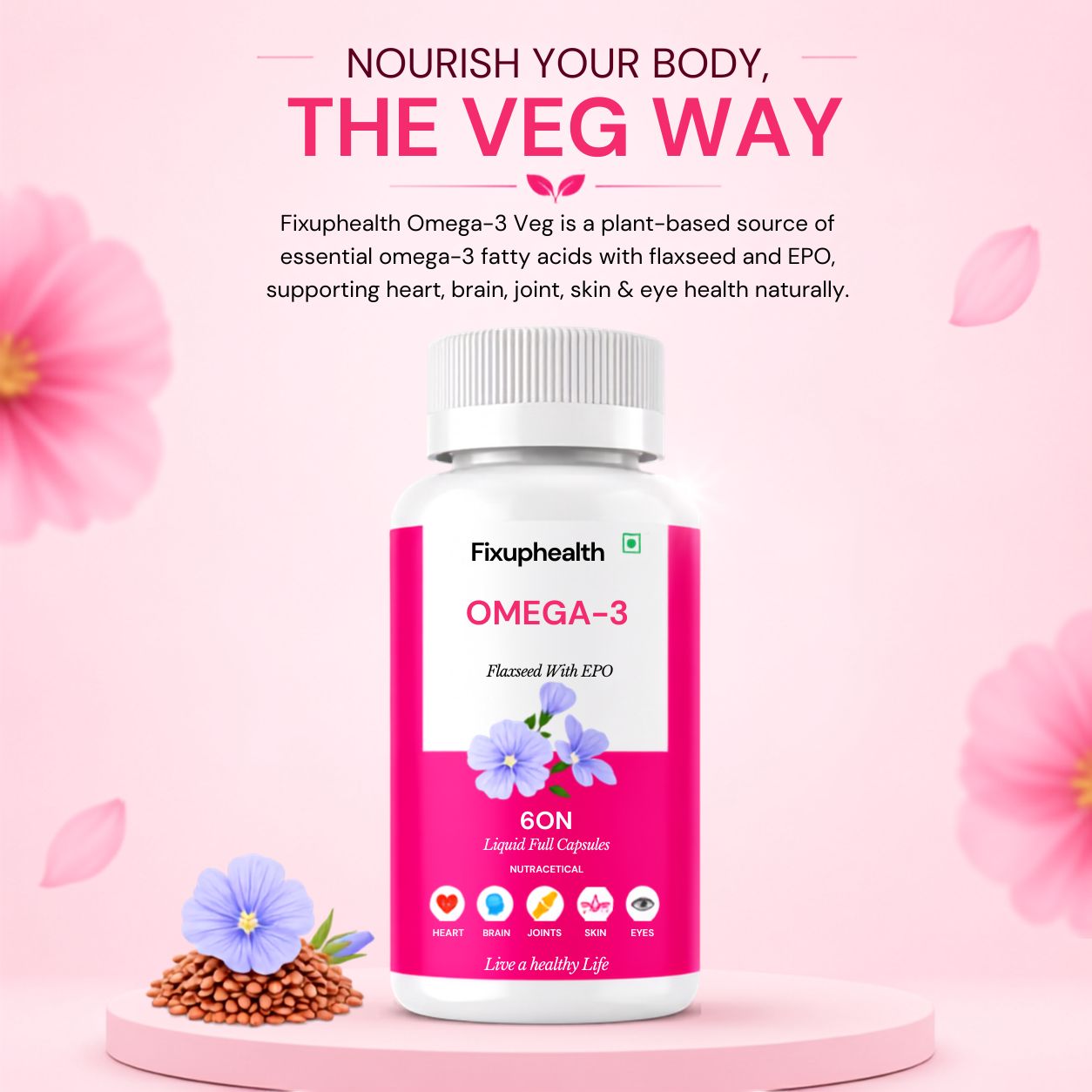 Omega-3 Flaxseed With EPO 60 Liquid Fill Capsules
