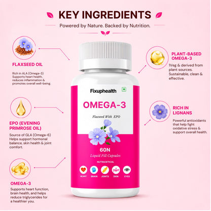 Omega-3 Flaxseed With EPO 60 Liquid Fill Capsules