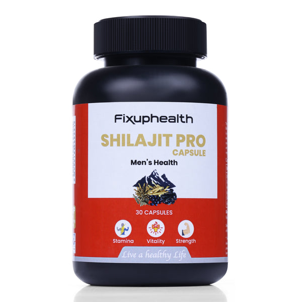 Fixuphealth Shilajit pro 30 capsule Made with 100% Pure Shilajit With Ashwagandha,Gokshura  For All Day Energy Stamina & Power Capsules For Men