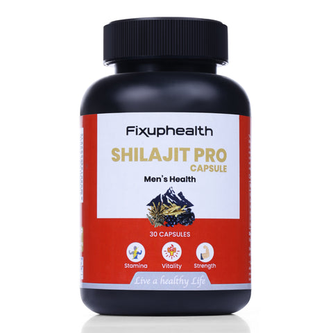 Fixuphealth Shilajit pro 30 capsule Made with 100% Pure Shilajit With Ashwagandha,Gokshura  For All Day Energy Stamina & Power Capsules For Men