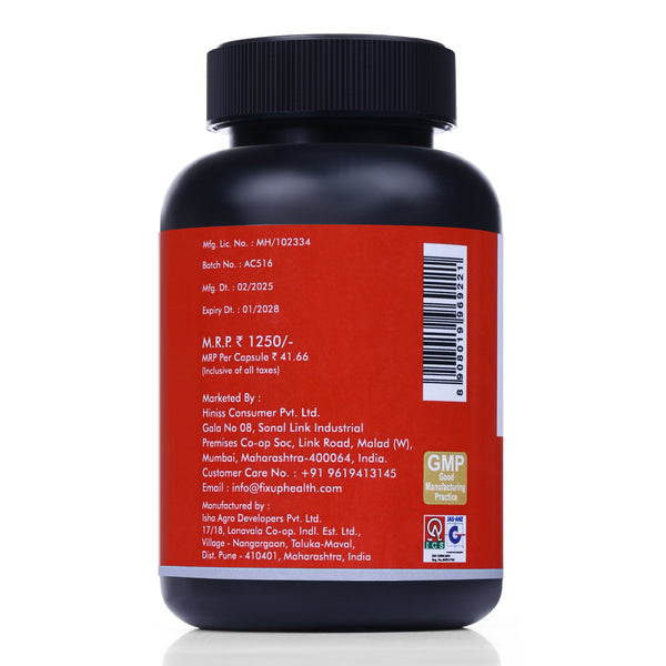 Fixuphealth Shilajit pro 30 capsule Made with 100% Pure Shilajit With Ashwagandha,Gokshura  For All Day Energy Stamina & Power Capsules For Men