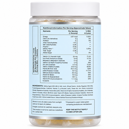 Bona Kids Multivitamin Gummies | Vitamins, Minerals & Prebiotic Fiber| 30 Gummies