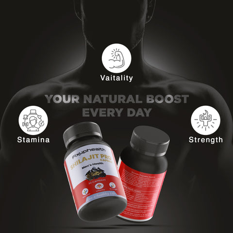 Fixuphealth Shilajit pro 30 capsule Made with 100% Pure Shilajit With Ashwagandha,Gokshura  For All Day Energy Stamina & Power Capsules For Men