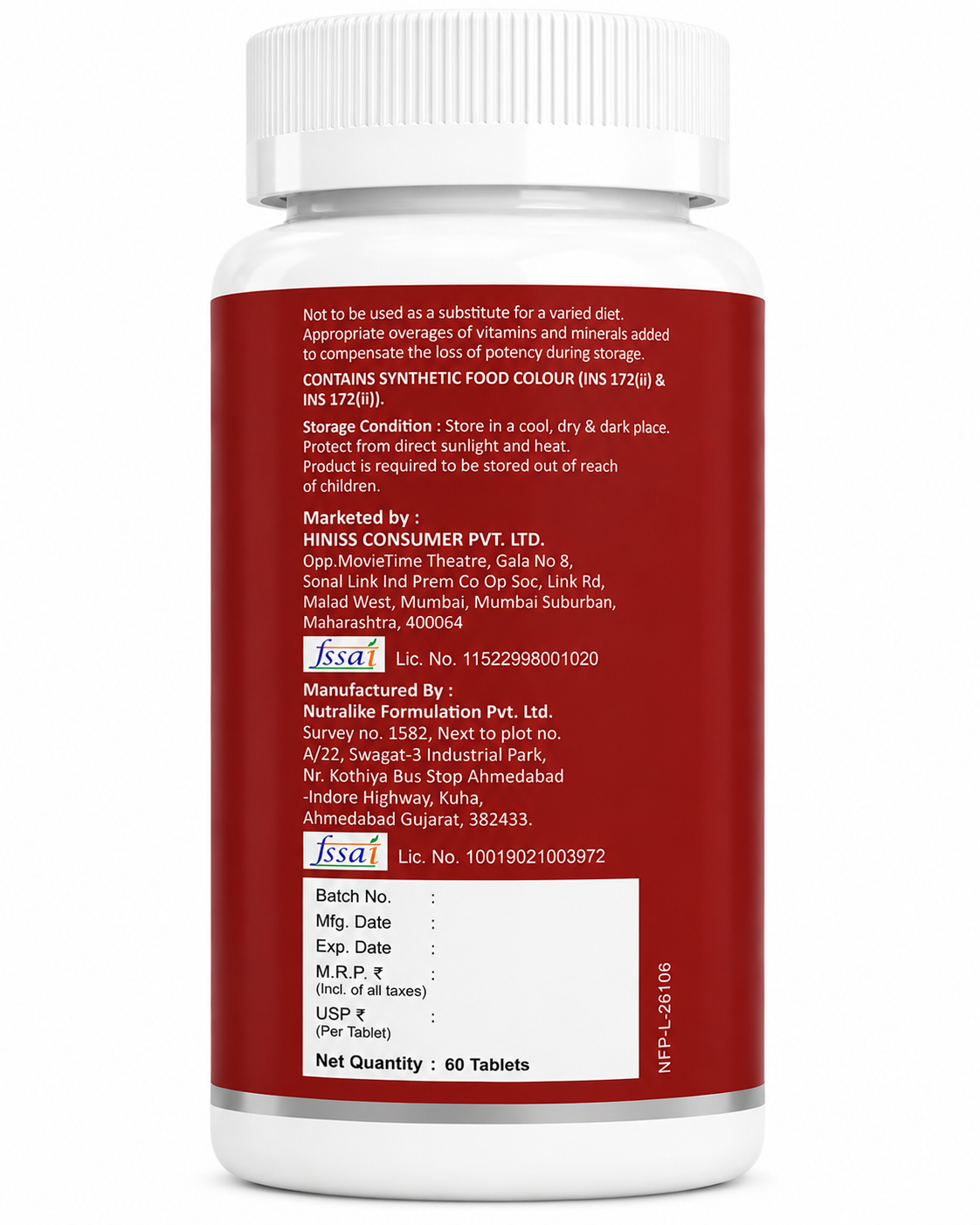Iron Tablets for Women | Chelated Iron (Ferrous Bisglycinate) with Folic Acid, Vitamin C, Vitamin B12, Zinc, Beetroot & Carrot Extract | 60 Veg Tablets