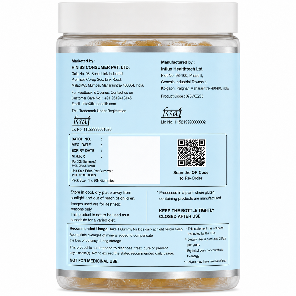 Bona Kids Multivitamin Gummies | Vitamins, Minerals & Prebiotic Fiber| 30 Gummies