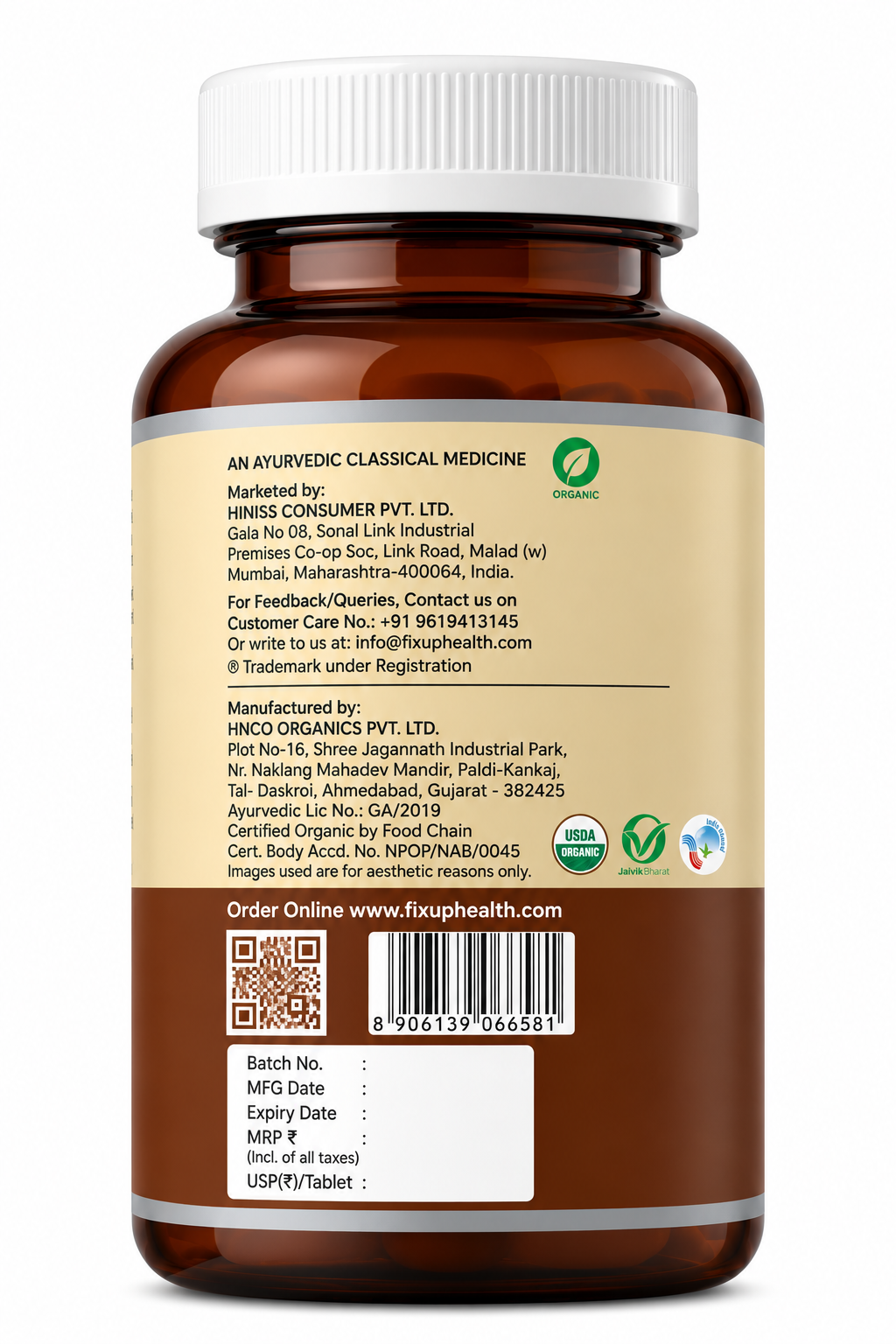 Organic Ashwagandha Tablets 600mg | Ayurvedic Herbal Supplement | 60 Tablets