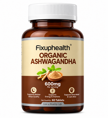 Organic Ashwagandha Tablets 600mg | Ayurvedic Herbal Supplement | 60 Tablets