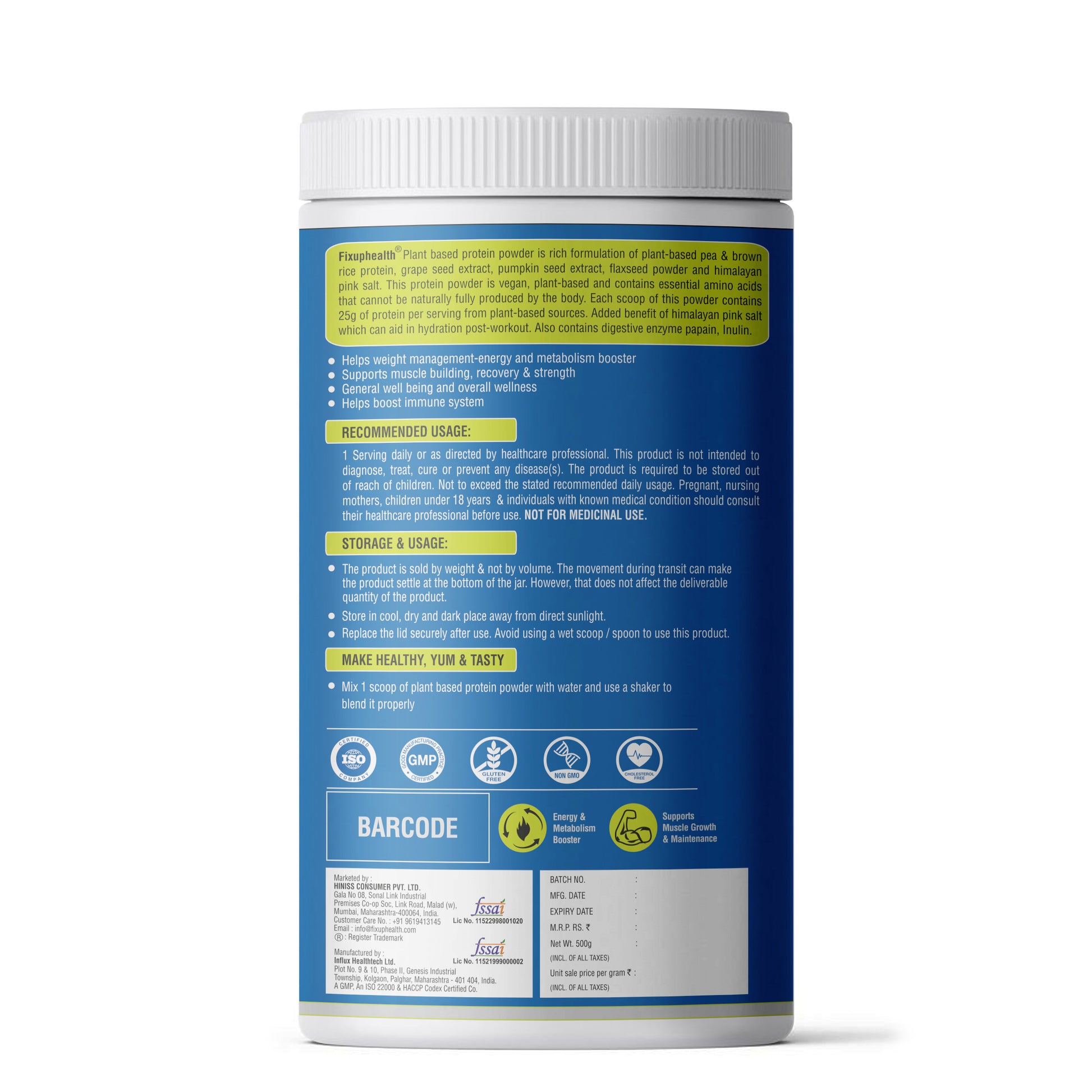 Plant Protein Blend of Pea & Brown Rice protein