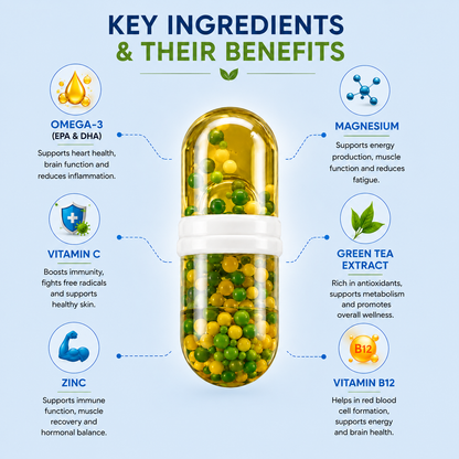 Multivitamin for Men | Omega 3, Probiotics, Vitamins, Minerals & Natural Extracts | 60 Capsules