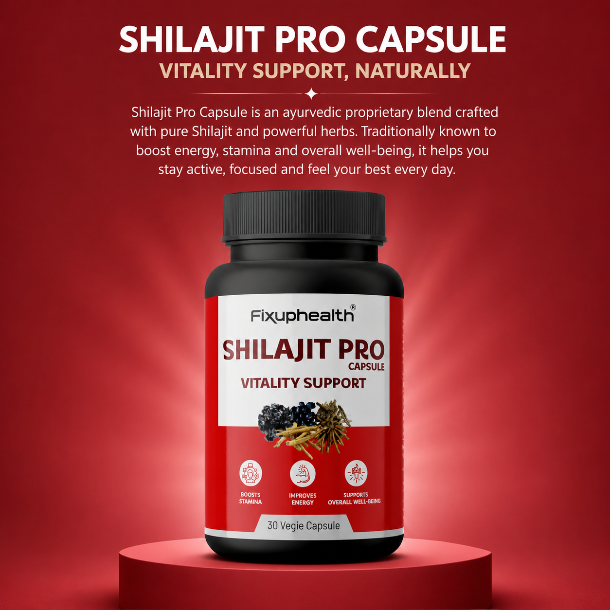 Shilajit Pro Capsules | Ayurvedic Herbal Formula with Shilajit, Ashwagandha & Gokshur | Vitality Support | 30 Capsules