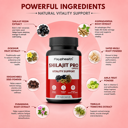 Shilajit Pro Capsules | Ayurvedic Herbal Formula with Shilajit, Ashwagandha & Gokshur | Vitality Support | 30 Capsules