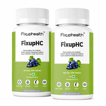 FixupHC Antioxidant Tablets with Grape Seed Extract, Beta Carotene, Zinc & Selenium | 30 Tablets