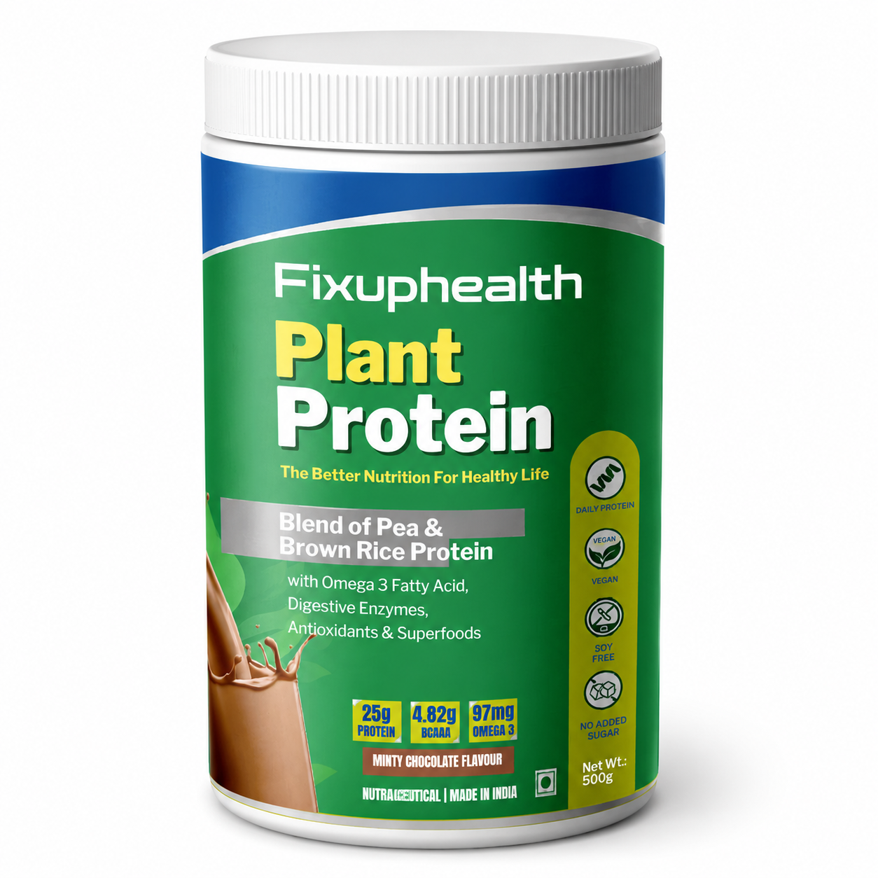 Plant Protein Powder | Pea & Brown Rice Protein | Minty Chocolate Flavour| 500g