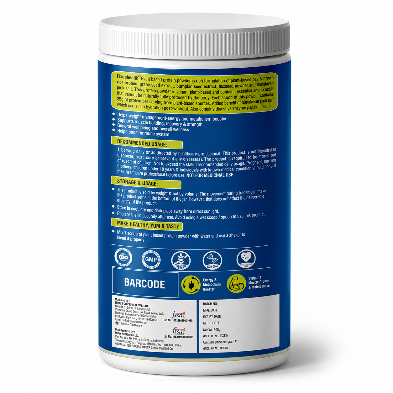Plant Protein Powder | Pea & Brown Rice Protein | Minty Chocolate Flavour| 500g