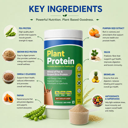 Plant Protein Powder | Pea & Brown Rice Protein | Minty Chocolate Flavour| 500g