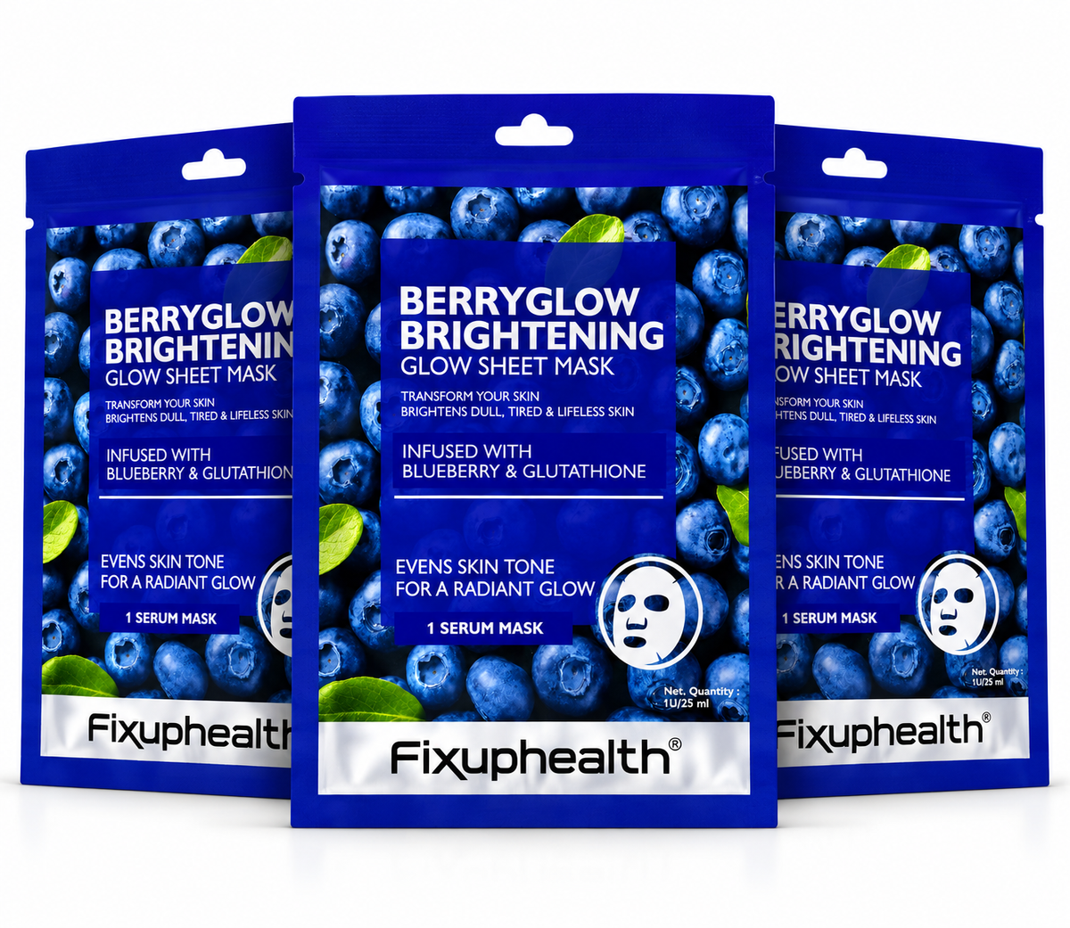BerryGlow Brightening Serum sheet mask (Pack of 3)