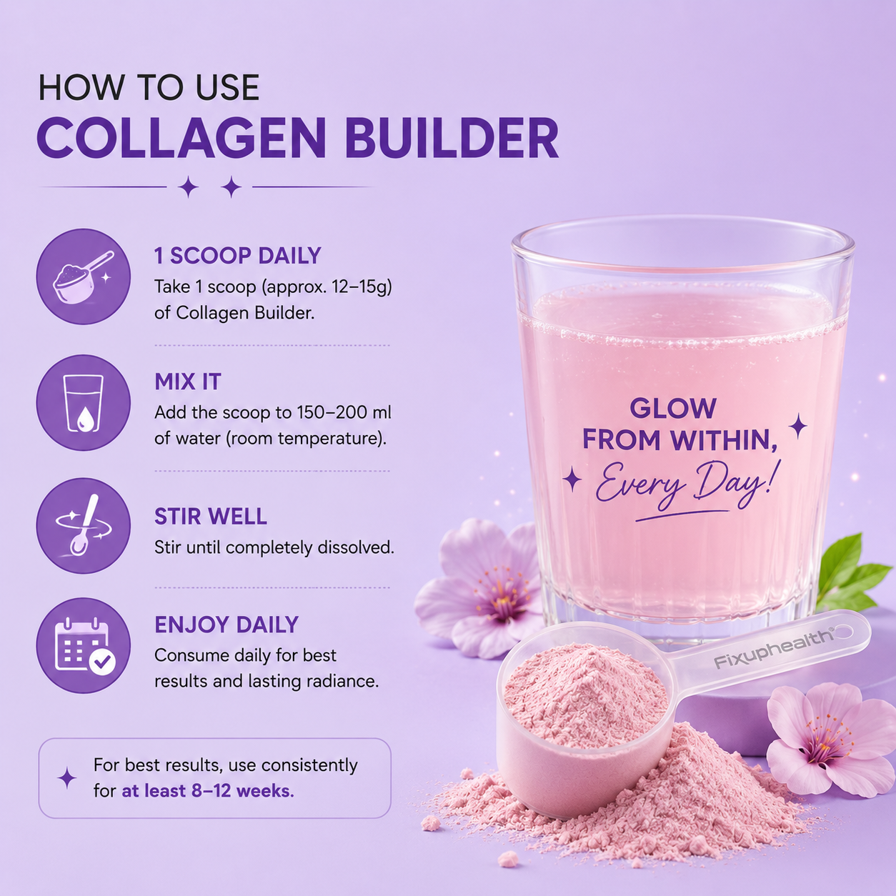 Plant Based Collagen Builder Powder | Hyaluronic Acid, Vitamin C, Ashwagandha, Bamboo Shoot & Fruit Extract Blend | 200 g