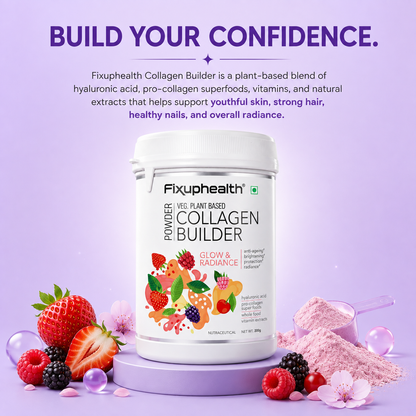 Plant Based Collagen Builder Powder | Hyaluronic Acid, Vitamin C, Ashwagandha, Bamboo Shoot & Fruit Extract Blend | 200 g