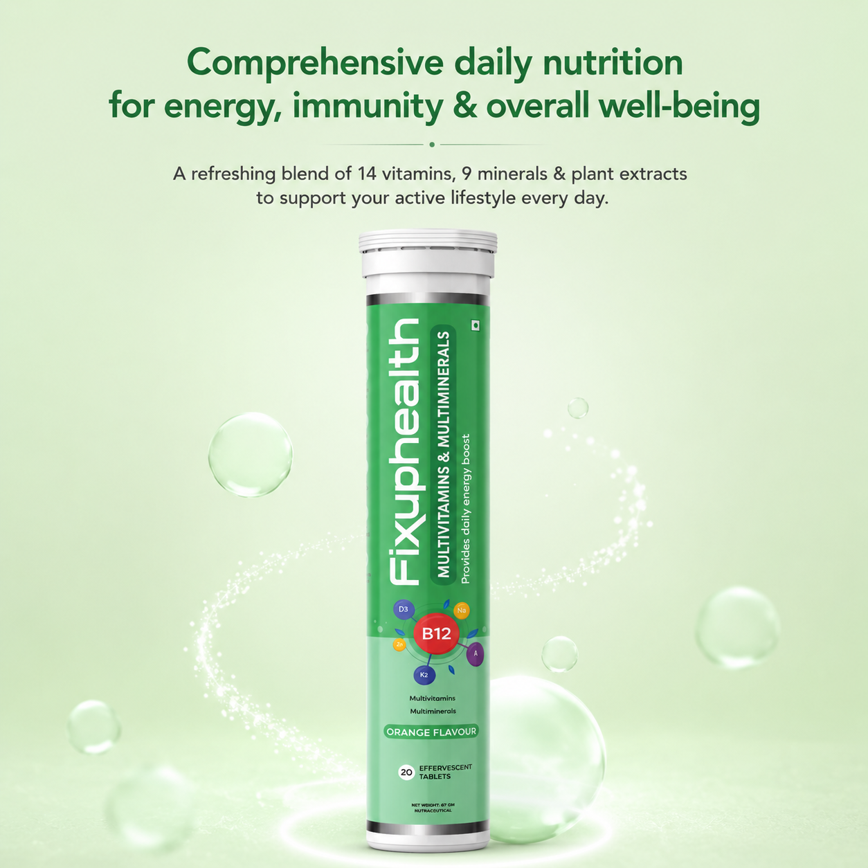 Multivitamin & Multimineral Effervescent Tablets | With Vitamins, Minerals & Grape Seed Extract | 20 Tablets