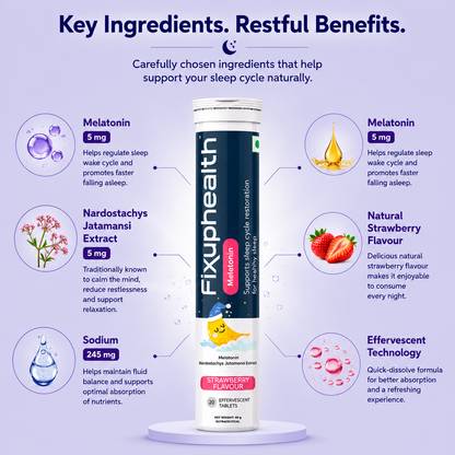 Melatonin Effervescent Tablets | With Melatonin & Nardostachys Jatamansi Extract| 20 Tablets