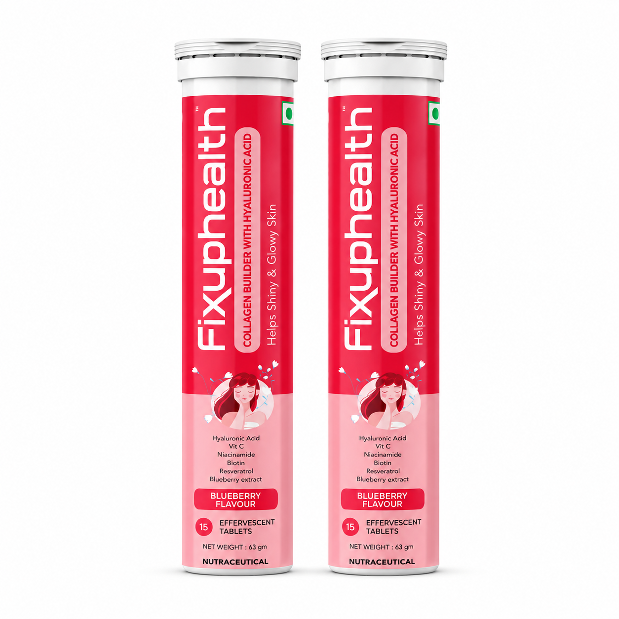 Collagen Builder with Hyaluronic Acid | Hyaluronic Acid, Vitamin C, Niacinamide, Biotin, Resveratrol & Blueberry Extract | 15 Effervescent Tablets