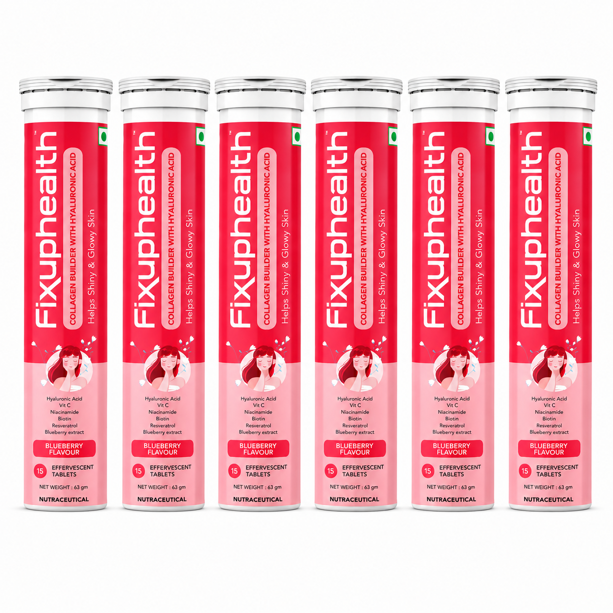 Collagen Builder with Hyaluronic Acid | Hyaluronic Acid, Vitamin C, Niacinamide, Biotin, Resveratrol & Blueberry Extract | 15 Effervescent Tablets