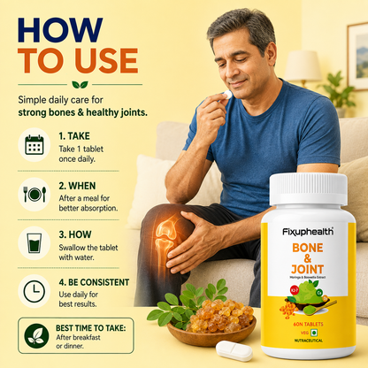 Bone & Joint Tablets | Moringa Leaf Extract, Boswellia Extract, Calcium Citrate Malate, Magnesium, Vitamin D2 & Vitamin K2-7 | 60 Tablets
