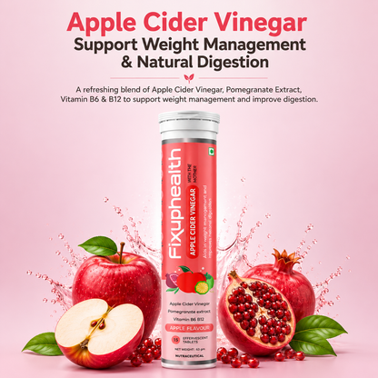 Apple Cider Vinegar (ACV)Effervescent Tablets with Mother | Apple Cider Vinegar, Pomegranate Extract, Vitamin B6 & B12 | 15 Tablets