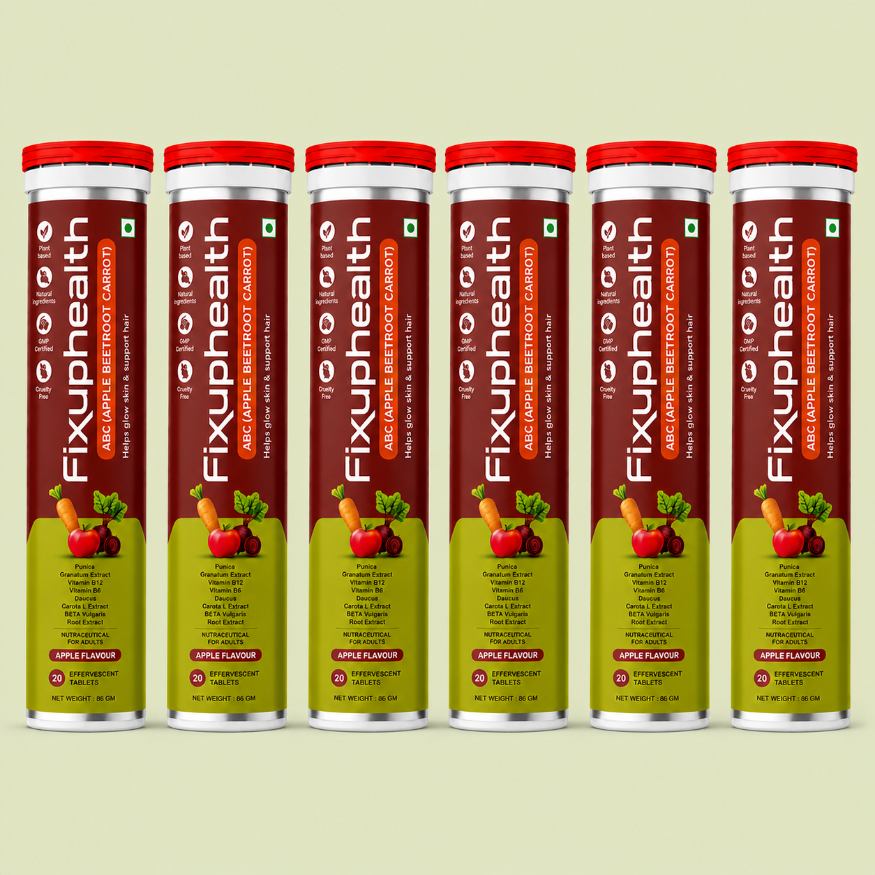 ABC (Apple Beetroot Carrot) | With Apple Cider Vinegar, Beetroot, Carrot, Pomegranate, Vitamin B6 & Vitamin B12 | 20 Tablets