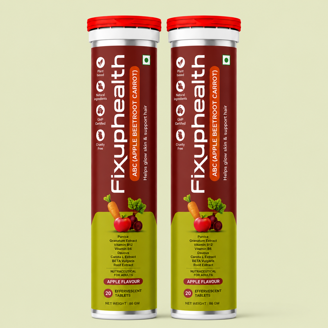ABC (Apple Beetroot Carrot) | With Apple Cider Vinegar, Beetroot, Carrot, Pomegranate, Vitamin B6 & Vitamin B12 | 20 Tablets