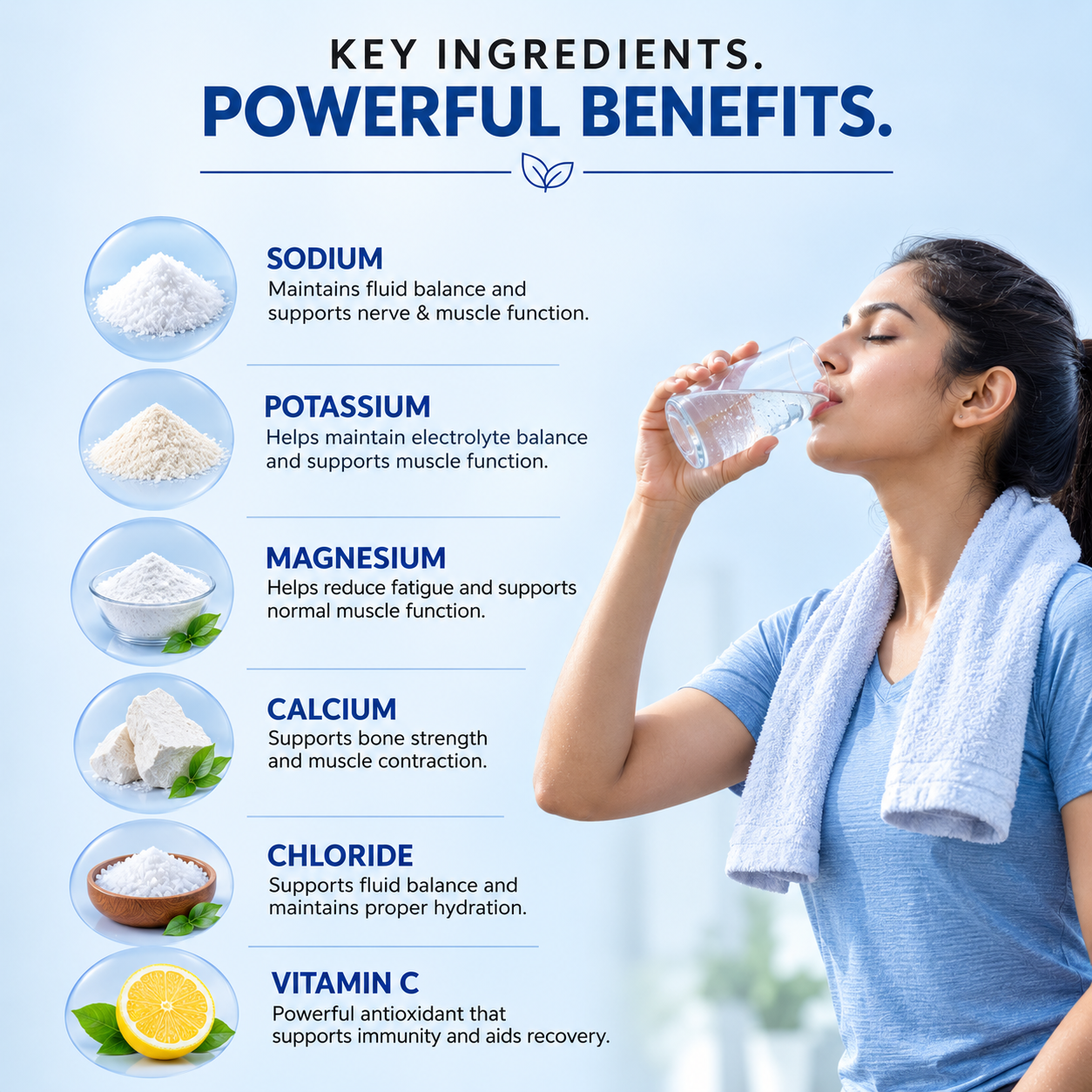Electrolytes with Vitamin C, Sodium, Potassium, Magnesium & Calcium| 20 Effervescent Tablets