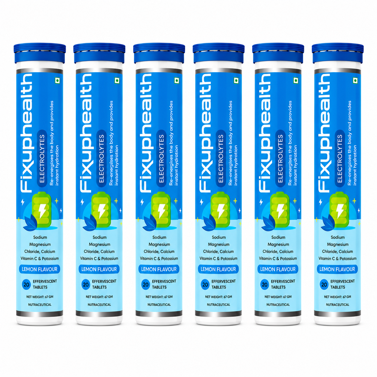 Electrolytes with Vitamin C, Sodium, Potassium, Magnesium & Calcium| 20 Effervescent Tablets