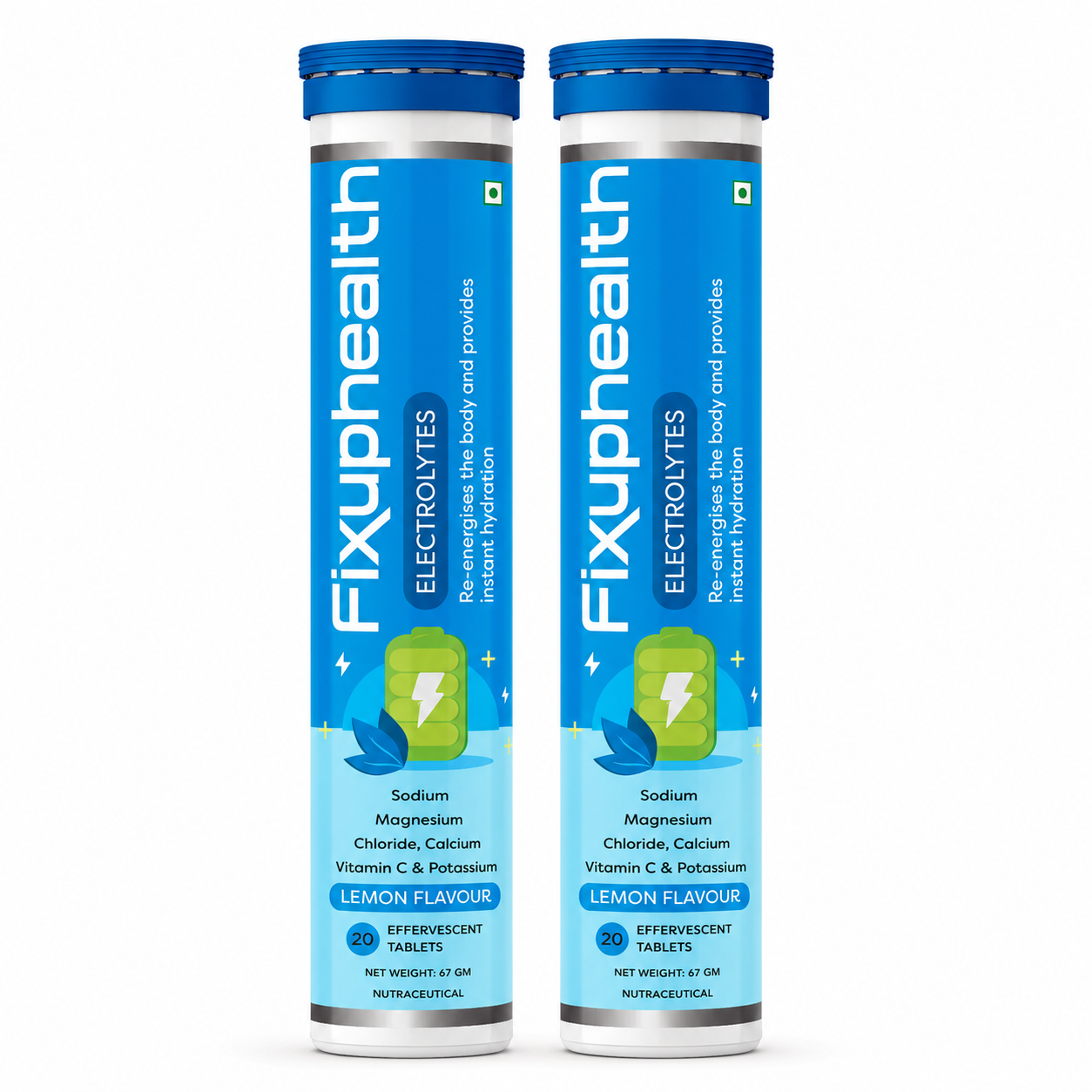 Electrolytes with Vitamin C, Sodium, Potassium, Magnesium & Calcium| 20 Effervescent Tablets