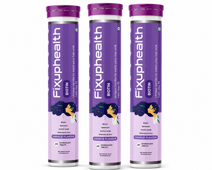 Biotin Effervescent Tablets | Biotin with Selenium, Zinc, Amino Acids & Vitamins | Orange Flavour | 20 Tablets