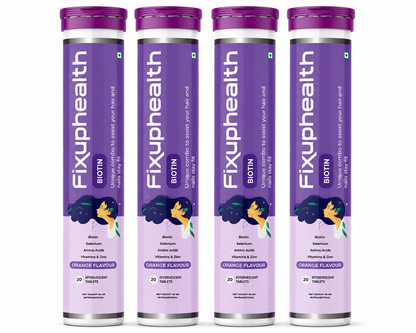 Biotin Effervescent Tablets | Biotin with Selenium, Zinc, Amino Acids & Vitamins | Orange Flavour | 20 Tablets