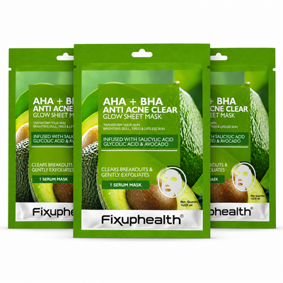 Anti Acne Serum sheet mask with AHA & BHA (Pack of 3)