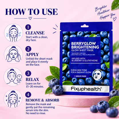 BerryGlow Brightening Serum sheet mask (Pack of 3)