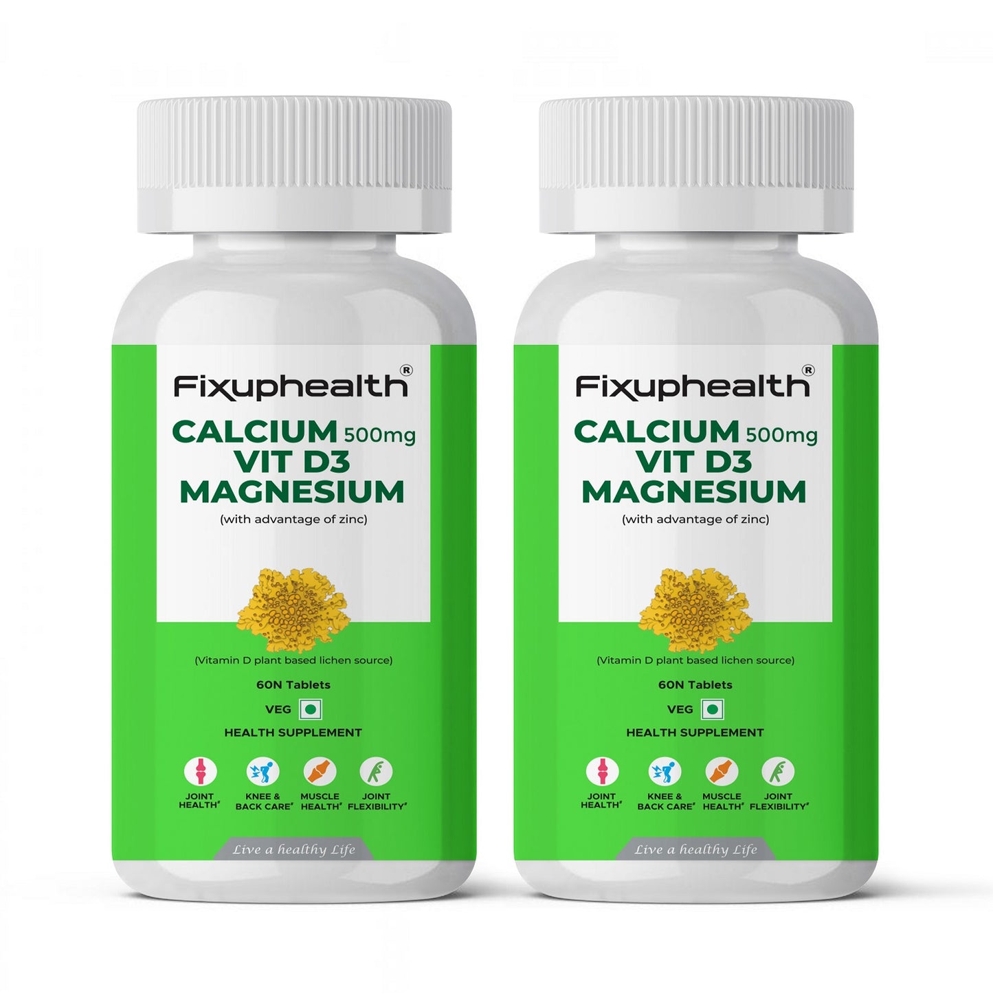 Fixuphealth Calcium 500mg Vit D3 Magnesium supplement
