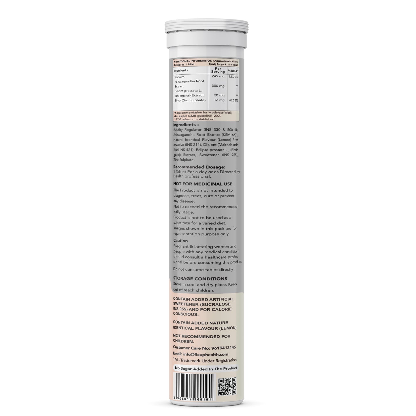 Ashwagandha (KSM-66®)| Ashwagandha Extract, Bhringaraj Extract & Zinc | 15 Tablets