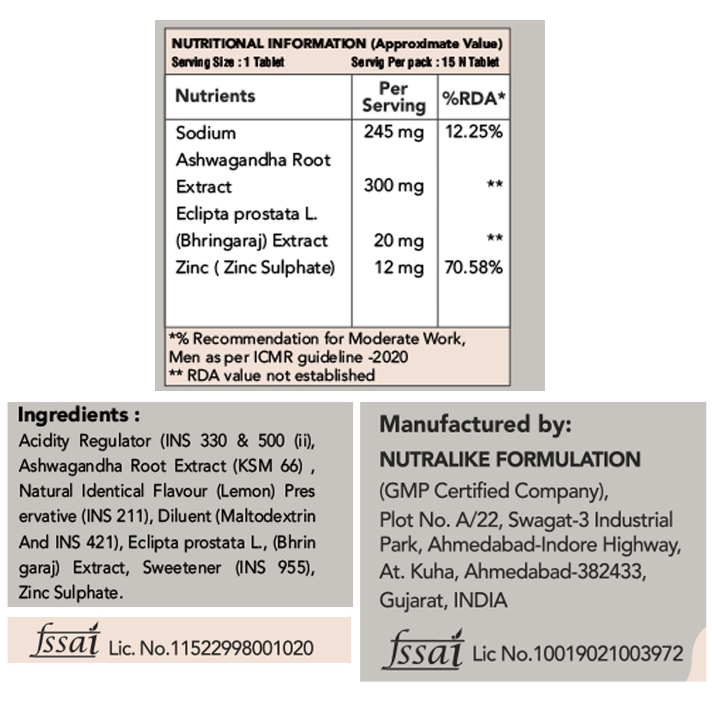 Ashwagandha (KSM-66) & Bhringaraj Tablets
