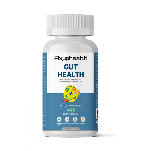 Gut Health Probiotic Capsules | 50 Billion CFU | 20 Probiotic Strains with Prebiotics, Cranberry, Vitamin C & Zinc | 30 Capsules