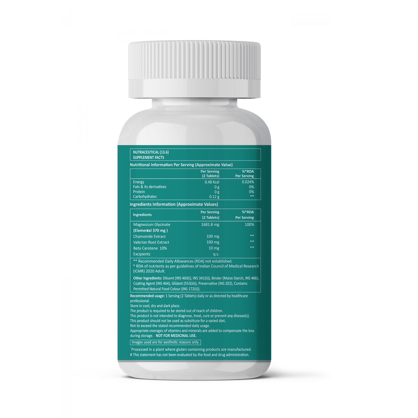Supplement bottle with a green label on a white background