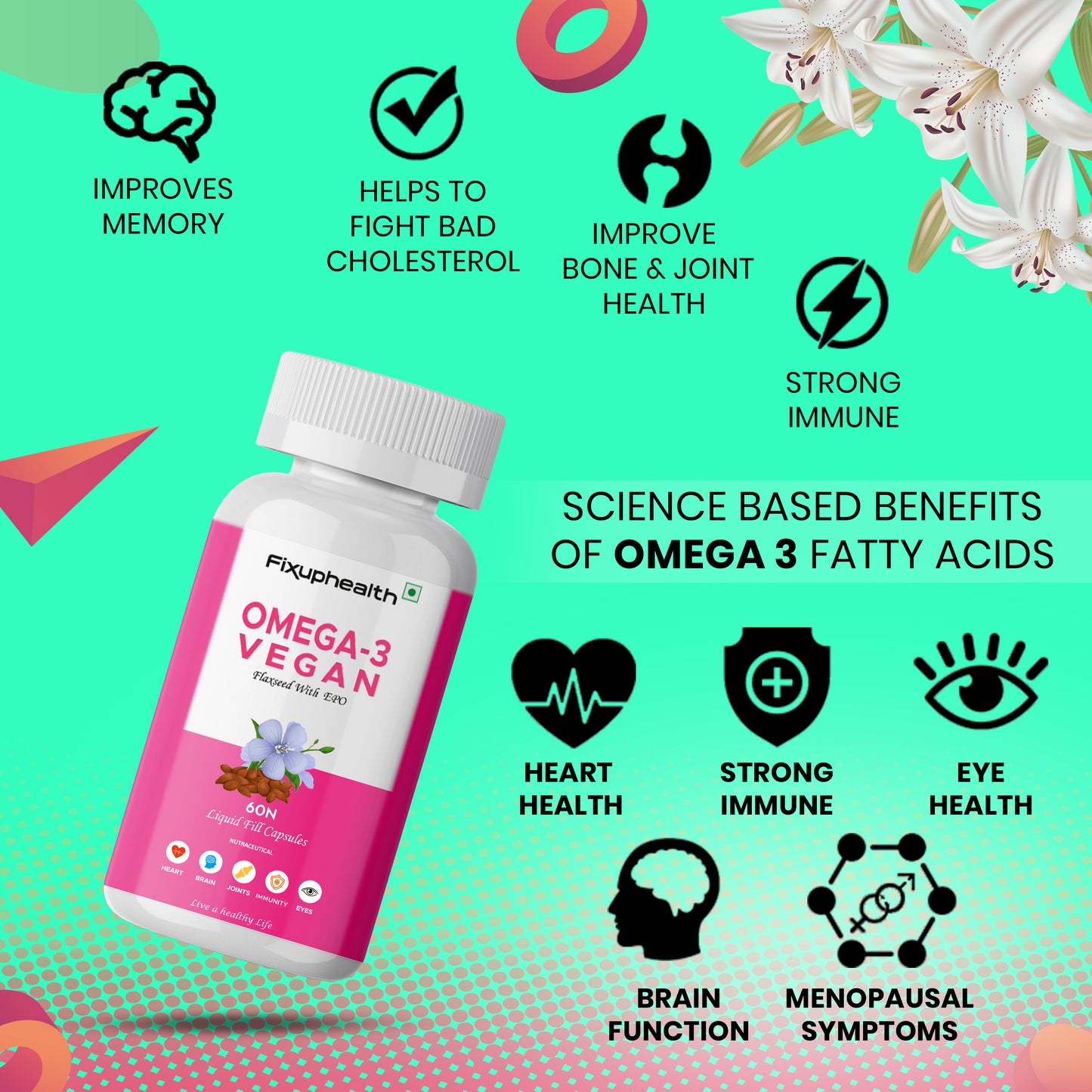 Omega-3 Vegan Flaxseed Oil Capsules