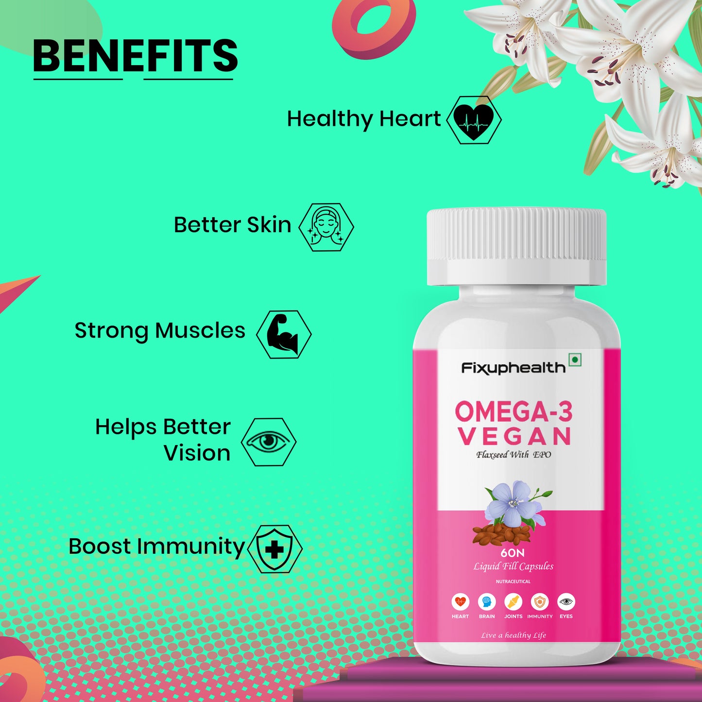 Omega-3 Vegan Flaxseed Oil Capsules